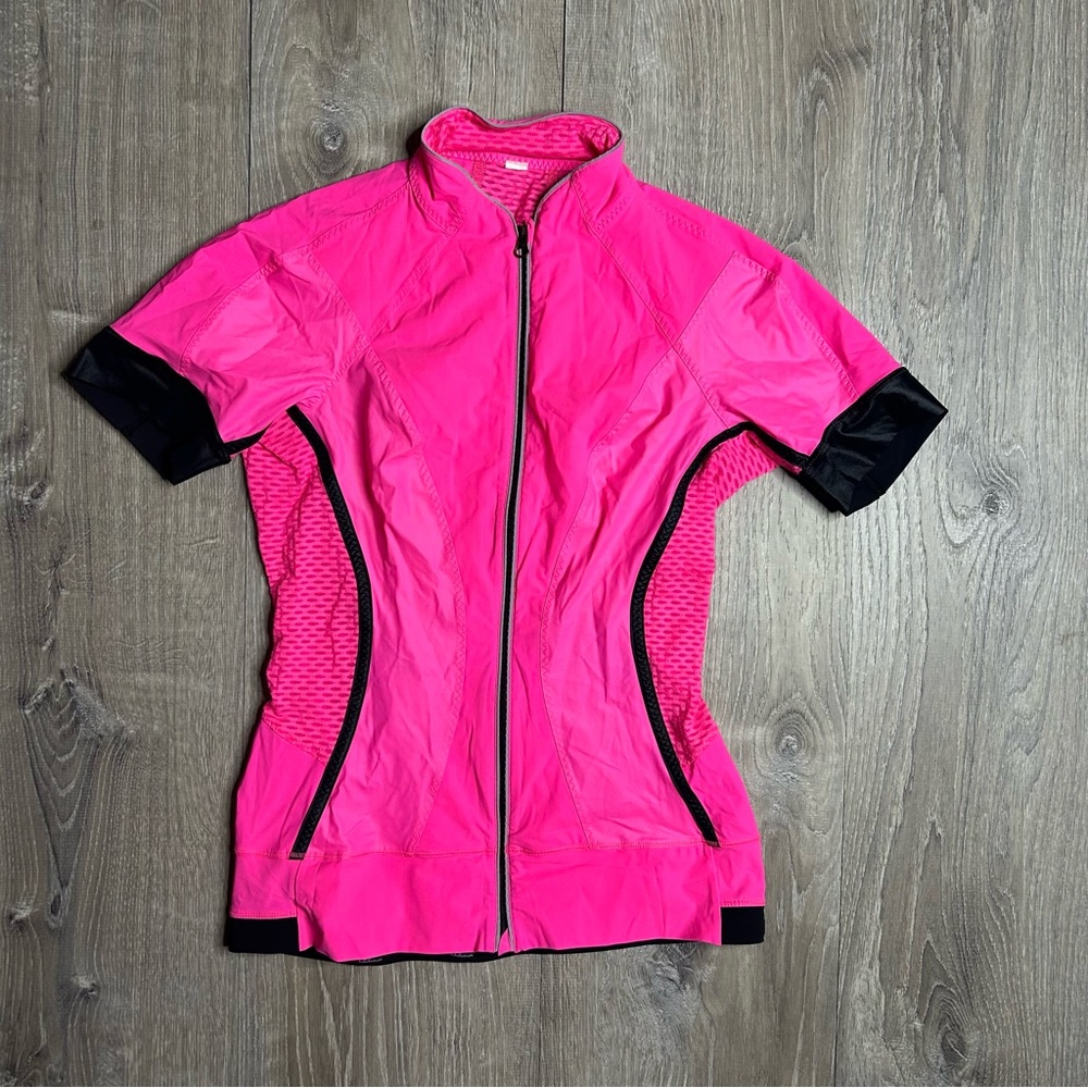 Lululemon Pace Line Cycling Jersey Women’s 4 Pinkelicious Pink Top Full Zip